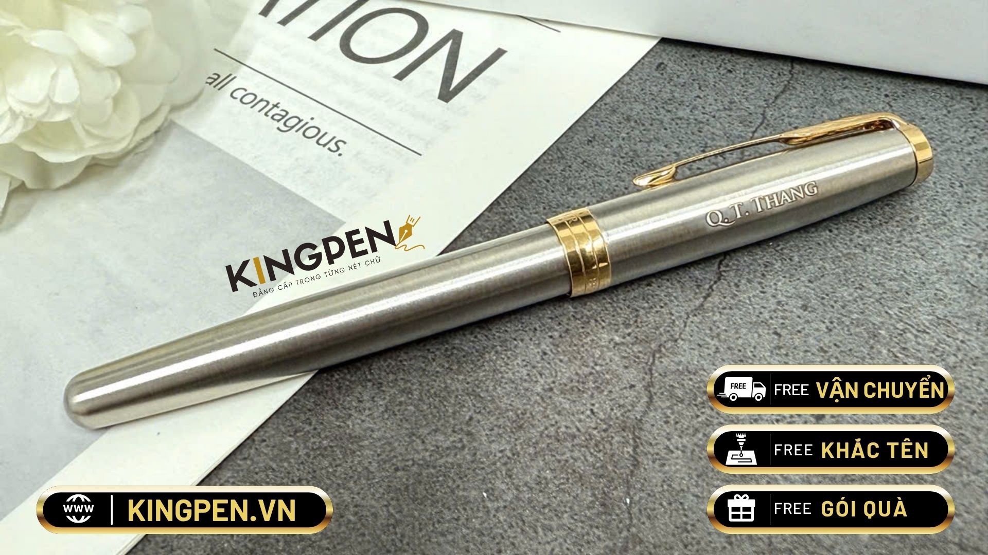 Bút dạ bi Parker Sonnet Stainless Steel GT Rollerball Pen 1931506 7 Bút dạ bi Parker Sonnet Stainless Steel GT Rollerball Pen 1931506