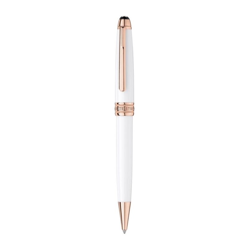 Bút bi Montblanc Meisterstuck White Solitaire Rose Gold Ballpoint Pen MB113325