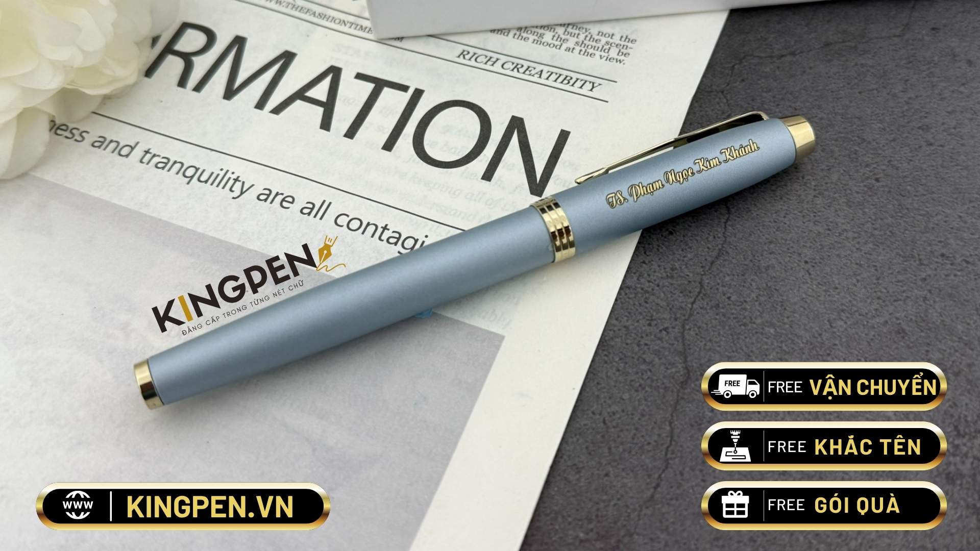 Bút dạ bi Parker IM Monochrome Blue Champagne Rollerball Pen 6 Bút dạ bi Parker IM Monochrome Blue Champagne Rollerball Pen
