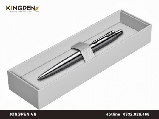 Bút bi Parker Jotter vỏ thép cài trắng