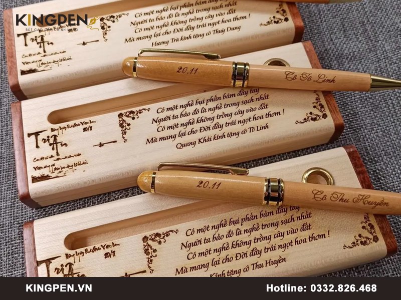 Hộp bút gỗ khắc tên làm quà tặng ý nghĩa
